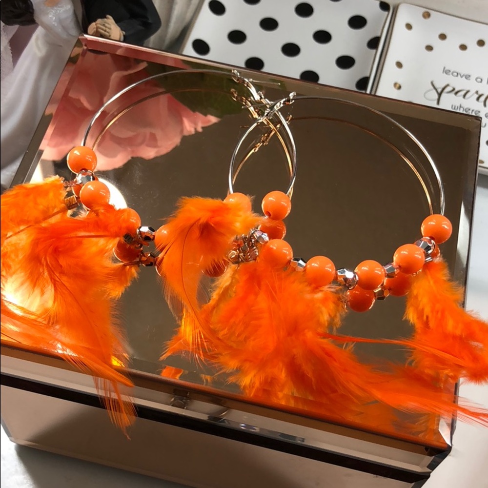 🦋New! Large Feathered Dangle Earrings🦋